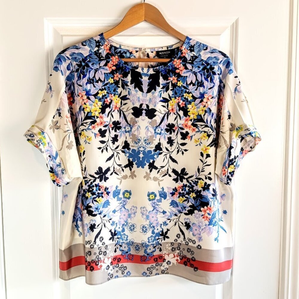 Worth New York Multicolor Floral Silk Top